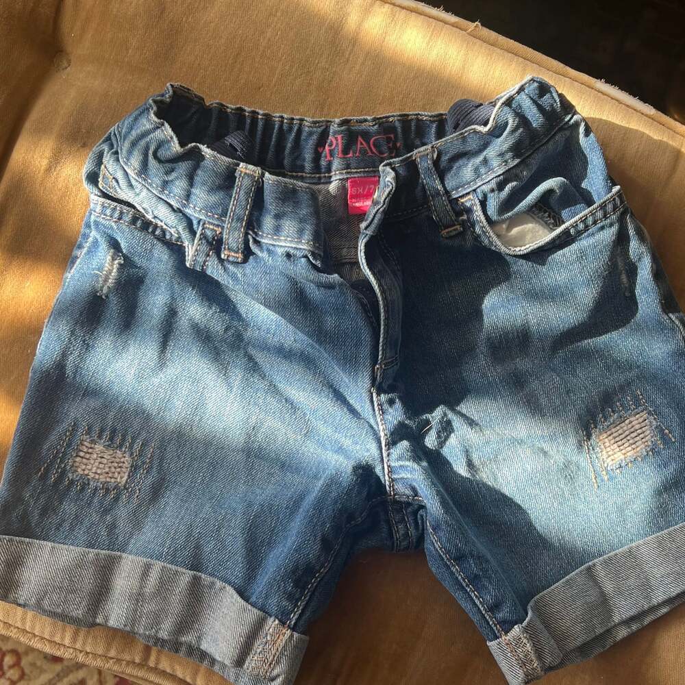 Girls Denim Midi Shorts - BLUE
